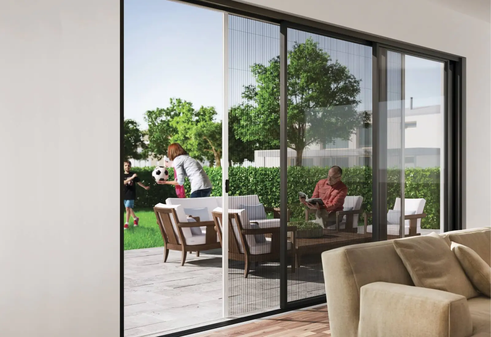 Puerta mosquitera Brezza de aluminio como alternativa a la herrería